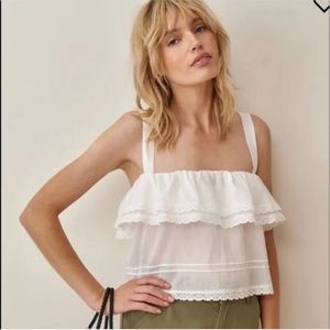 Reformation Tarragon Ruffle Crop Top